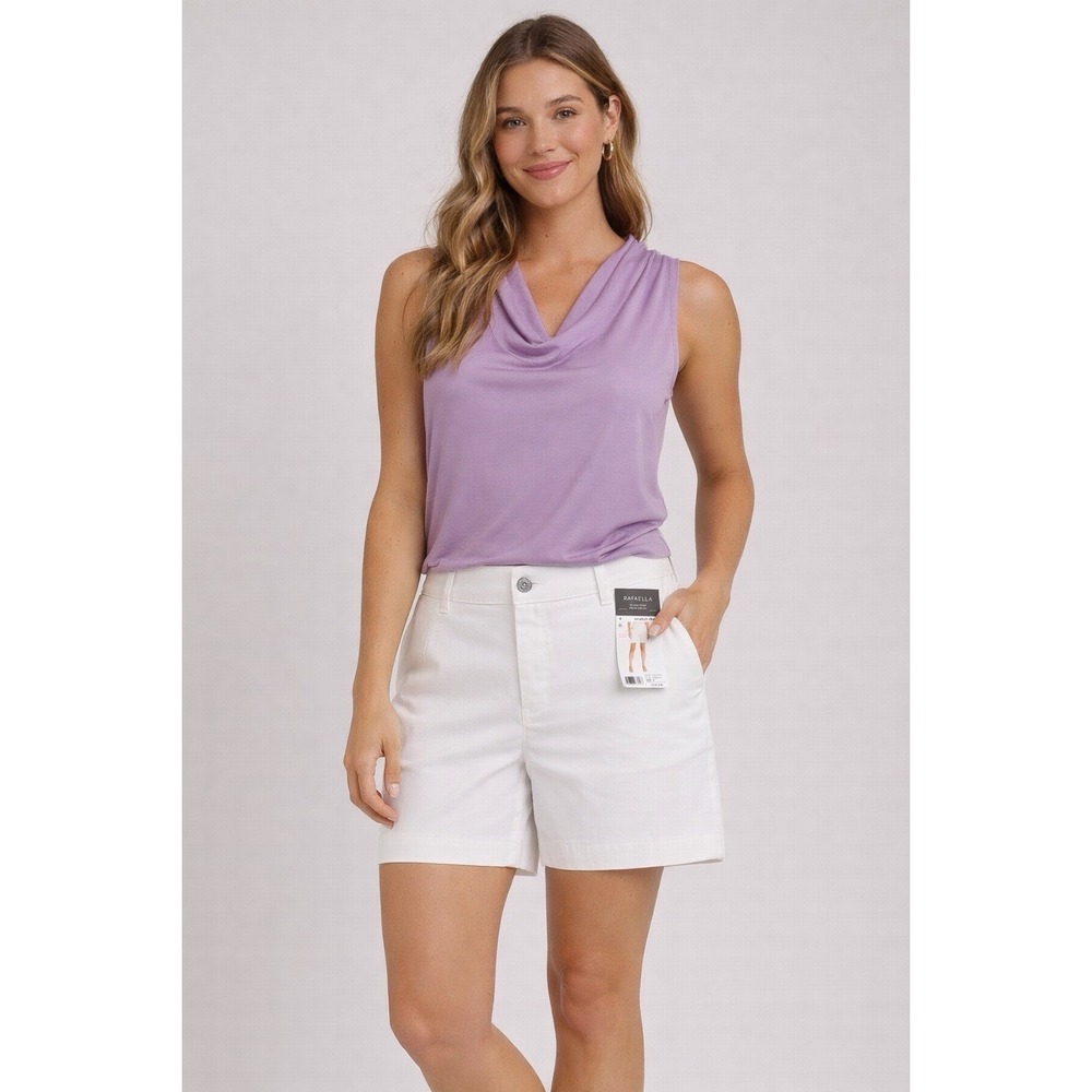 Rafaella White Stretch Shorts Womens Size 4 Classic Mid Rise‎ Flat Front Summer